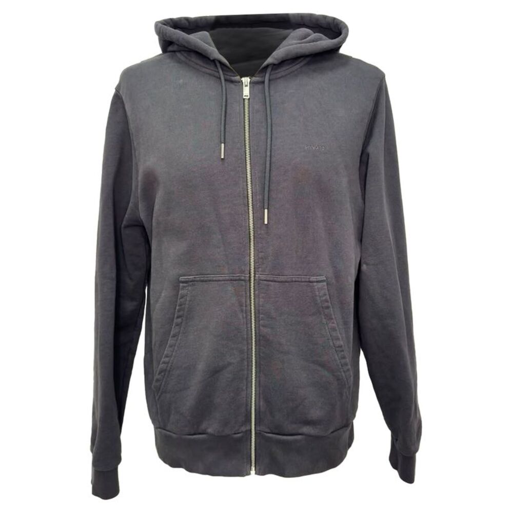 Sandro Paris Logo-Embroidered Zipped Hoodie in Black Cotton